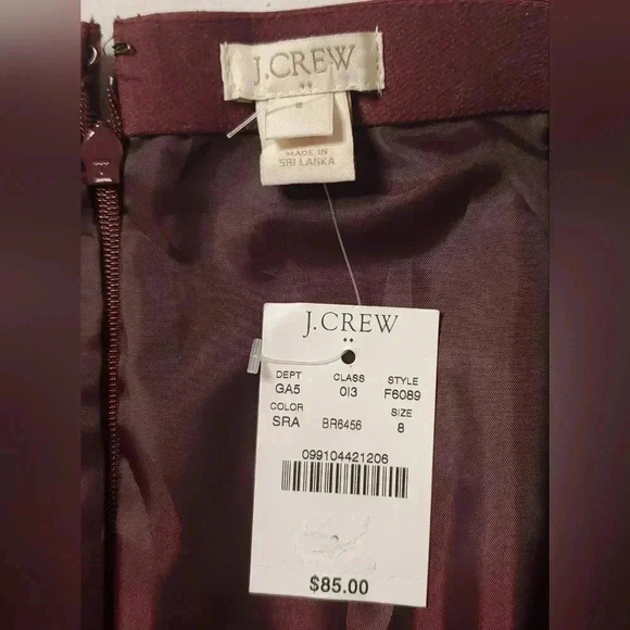 NwtJ.Crew Faux Leather Maroon Plead Skirt  Sz 8 Style#F6089 - Picture 4 of 10